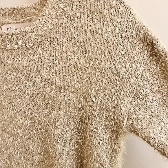NWT Philosophy Cream and Tan Long Sleeve Knit Sweater Size Medium - Picture 3 of 8